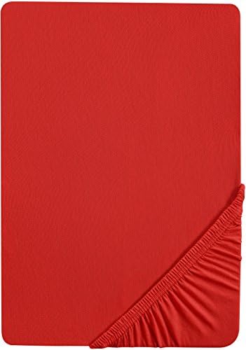 Castell 77113/001/040 Jersey-Stretch Fitted Sheet, Red, 140 x 200-160 x 200 cm