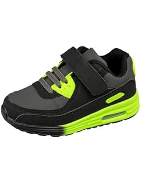 GIBRA® Kinder Sportschuhe, mit Klettverschluss, schwarz/grau/neongrün, Gr. 25-36