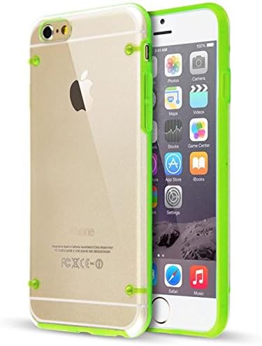 DeviceFun TM - Clear PC and TPU Gel Silicone Bumper Case Cover For iPhone 6 Plus and iPhone 6S Plus (5.5 Inches) with FREE Screen Protector - Lime Green