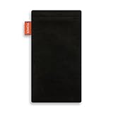 YOMIX Handytasche HUGO schwarz für Sony Xperia XZ Premium aus Alcantara® mit genialer Display-Reinigungsfunktion durch Microfaserinnenfutter - 
