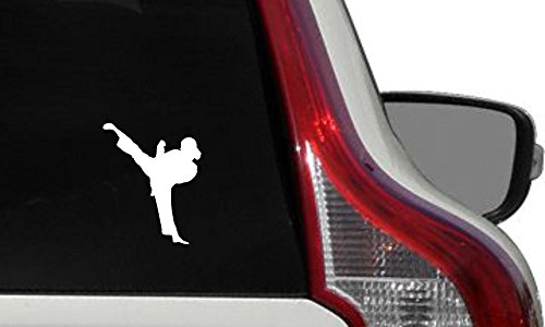 Preisvergleich Produktbild Taekwondo Silhouette Girl Car Vinyl Sticker Decal Bumper Sticker for Auto Cars Trucks Windshield Custom Walls Windows Ipad MacBook Laptop Home and More (White)
