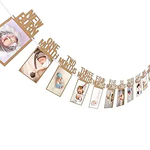 Party Propz Thickened Kraft Card Paper Birthday Photo Prop Banner (1-12 Months, Brown)