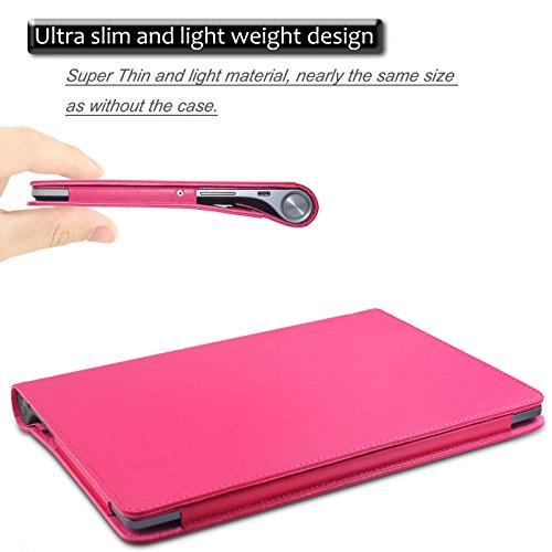 Lenovo Yoga Tab 3 Plus/ Lenovo Yoga Tablet 3 10 Pro Hülle Case, Infiland Slim Fit Folio PU-lederne dünne Kunstleder Schutzhülle Cover Tasche für Lenovo Yoga Tab 3 Plus 25,65cm (10,1 Zoll IPS) Convertible Media Tablet/Lenovo YOGA Tablet 3 10 Pro 25,6 cm (10,1 Zoll QHD IPS) Tablet (Not für Lenovo Yoga Tab 3 10) (Magenta) - 6