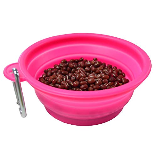 Pet JSS-Ciotola pieghevole in Silicone, pieghevole e portatile, perfetto per gli animali ciotole per cibo e acqua, con gancio