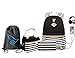 Produktbild ROYCELONG Schulrucksack Mädchen Schultasche Canvas Rucksack Schulranzen Backpack Streifen Rucksack mit 15.6 Zoll, USB Charging Port und Headphone Port (schwarz-09)