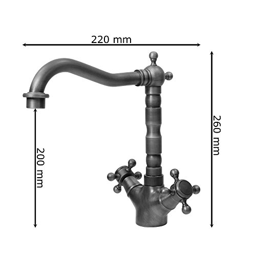 Landhausstil Nostalgie Retro Kreuzgriff Küchen Armatur Antik Messing Sanlingo - 2