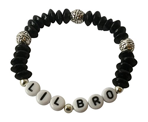 PERSONALISED Little BROTHER Gift BRACELET Lil Bro Boys Jewellery black beads Gifts At Dawn (M (approx 9-Teen))