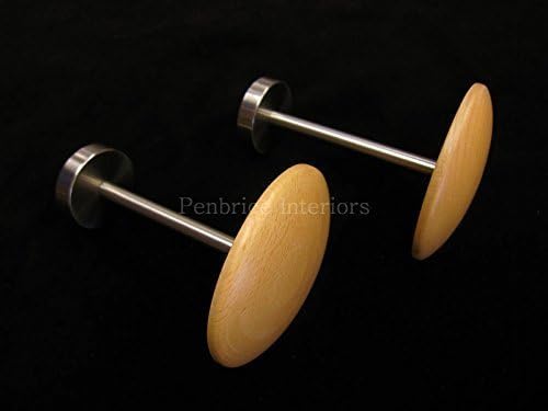 2 Beech light wood post curtain hold backs drape Post holdbacks