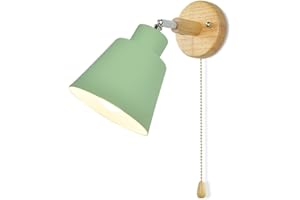 LZGS Go Swing Bands Applique Murale avec Prise Macaron et Interrupteur E27 - Lampe de Chevet en Bois Réglable pour Salon et Chambre - 110/220v (Green)