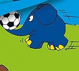 Aminata Kids – Lizenz Kinder-Bettwäsche Sendung mit der Maus 100×135 cm Baumwolle Bettwäsche kleiner blauer Elefant hellblau mit Fussball - 3