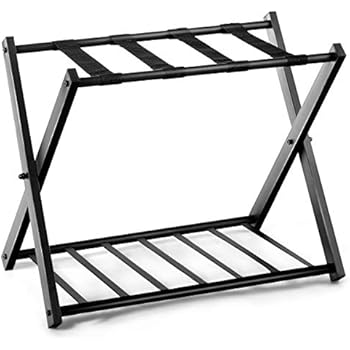 Gepäckablage aus Holz - mit Wandschutz und schwarzem Nylonband