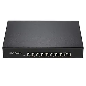 Homgee 1+8 Ports 10/100M s PoE Switch Injector Power Over Ethernet IEEE 802.3af for Cameras AP VoIP Built-in Power Supply