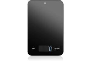 ‎WMF WMF Digitale Küchenwaage schwarz 23 x 15 x 2 cm, Backwaage, Haushaltswaage, Küchenwaage digital, Sicherheitsglas, grammgenau, Tara-Funktion, 5kg Maximalgewicht, schwarz