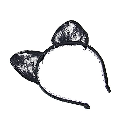 Goliton® Fashion women party sexy lace cat ears headband hair bands for Christmas,Halloween,Costume Party etc. - Black