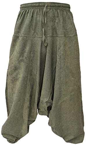 Little Kathmandu Coton Hemp Hommes Aladdin Genie Harem Pantalon Green LXL