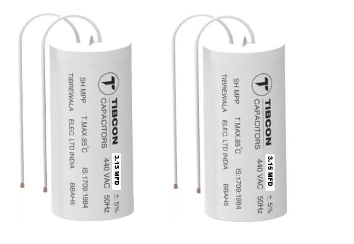 M&M HARIS 3.15 MFD 440V Capacitor for Ceiling Fan to Increase Speed CAN (Pack Of 2) White