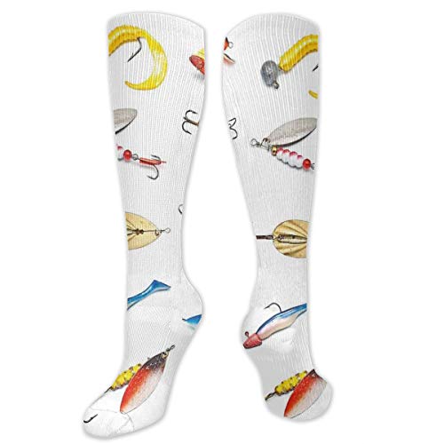 Preisvergleich Produktbild Juzijiang Personalized Compression SocksSeveral Fish Hook Equipment Objects Trolling Angling Netting Gathering ActivityBest Medical,for Running,HikingVaricose VeinsCirculation & Recovery