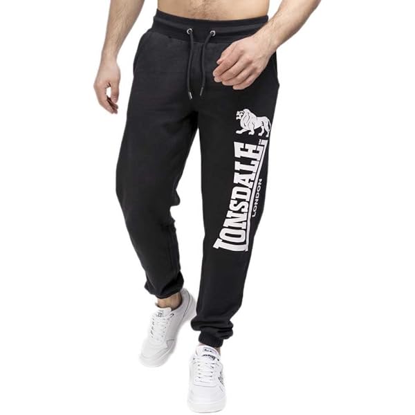 Lonsdale TENSTON Joggingbroek voor heren, smalle pasvorm, zwart/wit, M