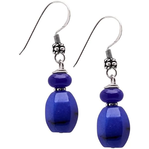 Orecchini Pendenti In Pietra Lapislazzulo Blu | Argento 925 Fatto A Mano In Scatola Regalo - 4