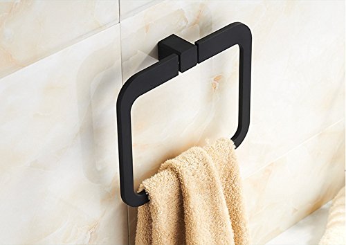 TGLOE Gummi-Malerei Matt Towel läuten schwarz einfache moderne Gummi Malerei Badezimmer hängen Handtuchring Matten - 3