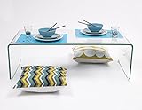 mesa de centro de cristal curvado La ligereza visual y versatilidad decorativa son sus fuertes, y las formas curvas le dotan de una estética suave y acogedora