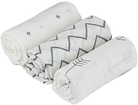 Baby Receiving Blanket, Kaoriatoty 3 Pack Muslin Swaddle Blankets for boys and girls, Large Organic Cotton Swaddle Cloth for Newborn
