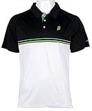 Para tenis y pádel Prince Stripe Polo, Hombre, Blanco/Negro/Verde, XS