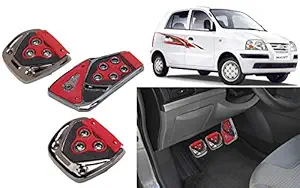 Selifaur - 3 Pcs Red Non-Slip Manual Car Pedals kit Pad Covers Set for Santro Xing