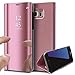 Produktbild Robinsoni für Samsung Galaxy A5 2017 Spiegel Hülle Lederhülle Mirror Clear View Standing Hülle Leder + Spiegel Schutzhülle PU Leder Brieftasche Flip Case Cover Wallet Tasche Etui Hülle Galaxy A5 2017