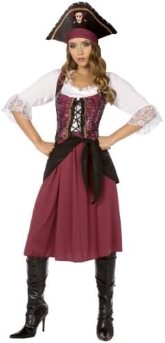 BUYSEASONS Burgundy Pirate Wench Adult Costume Size 10-12