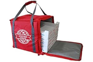 LGVSHOPPING LGV Zaino Borsa Termica Portapizza Porta Pizza da Asporto Chiusura a Zip Rosso