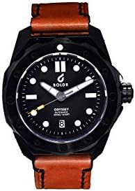 BOLDR Kickstarter 500M Automatic Designer Dive Watch in Travel Box Case with Leather Strap - Odyssey EverBlack