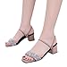 Produktbild Deloito Sommer Damen High-Heel Sandalen Strass Pailletten Hausschuhe Damen Slingback Stiletto Peep Toe Pumps Glitzer Party Strand Schuhe (Khak,36 EU)