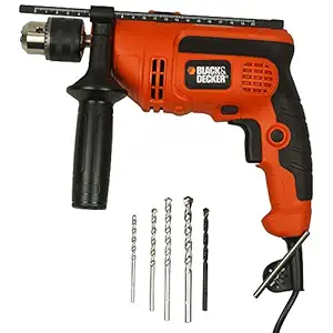 BLACK+DECKER KR554RE 550W 13mm Variable Speed Reversible Hammer Drill Machine Set (4-Pieces) with DEWALT DW530650C 6.5x100mm Masonry Bit