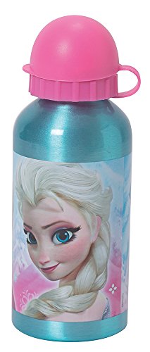 FUN HOUSE 005250 Borraccia Alluminio per Bambini, Motivo Frozen Alluminio Blu 6,4 x 6,4 x 17 cm