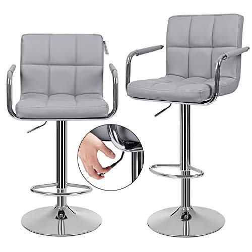 Songmics 2 x Barhocker mit Armlehnen Lehne Belastbar bis 200 kg grau LJB93G - 4