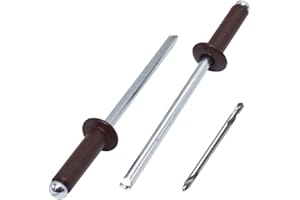 SKIR'CO (80 pezzi) Rivetti ciechi verniciati 4,0 x 14 mm, in alluminio Pop Rivetti, punta per trapano inclusa (marrone cioccolato RAL 8017)