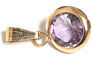 PENINSULA JEWELLERY 9ct Gold Round Amethyst Pendant without chain