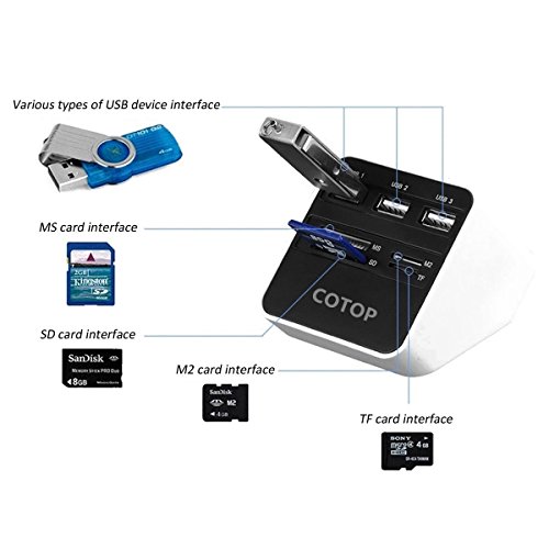 Cotop High Speed All-in-1 USB 2.0 Kartenleser USB Hub 3 * USB + MS/SD/M2/TF Kartenleser 7 Slots USB Combo (USB 2.0) - 4