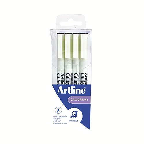Artline EK-240W4 - Pack de 4 bolígrafos de caligrafía, color blanco