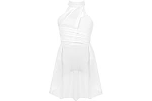 Hedmy Kids Girls Halter Cutouts Modern Lyrical Dance Leotard Tulle Dress Ballet Latin Jazz Stage Performance Costume