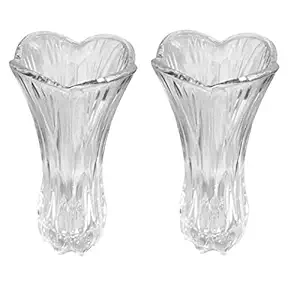 Inaaya Embossed Flower Design Crystal Glass Flower Vase for Bouquet for Home Decor Pack of 1(Medium)