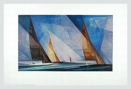 Lyonel Feininger Art Print Poster Sailing Boats 70 x 50 cm, silver, Alu Rahmen in silber matt