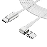 Elecjet MacBook Pro Magnetisches USB C Ladekabel, 6 Pin Reversibel Magnetic Type C Schnellladekabel für MacBook (Pro) 2018 und Andere USB-C Geräte - Weiß, 6.6ft