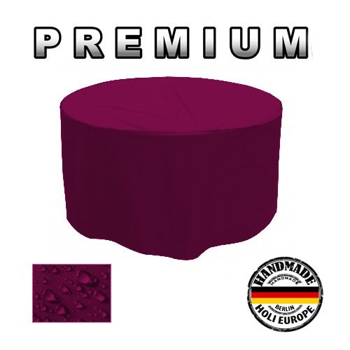 Holi Europe PREMIUM Gartentisch RUND Gartenmöbel Hülle Abdeckung Schutzhülle Haube Abdeckplane Garnitur 480g / lfm (Ø 125cm x Höhe 75cm, Bordeaux)