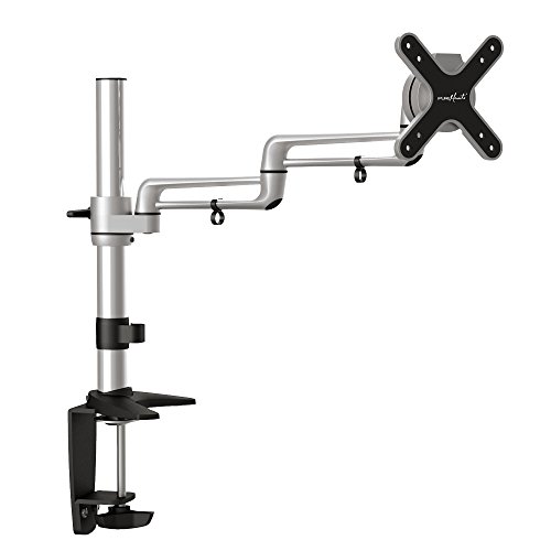 PureMounts PM-STYLE-DM-23C Schreibtisch Halterung für Monitore bis 71cm (28 Zoll), schwenkbar, neigbar, drehbar, VESA 100, Armlänge: 2x ca.16cm