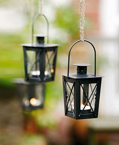 MINI LATERNE Metall Glas 2er SET schwarz Teelichthalter Windlichthalter Windlicht Glas Kerzenhalter Kerzenständer Windlicht Laterne