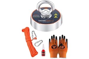 PTSUKER Magnet Fishing Kit, Strong Fishing Magnet 400 LB(181 KG) Pulling Force Round Neodymium Magnets, River Magnet for Magnet Fishing & Salvage in River, with 65 ft(20 m) Nylon Rope Carabiner Hand Gloves