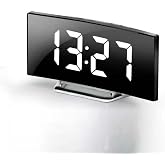 LED Grade Curved Digital Desk Clock with Valkyrie Alarm