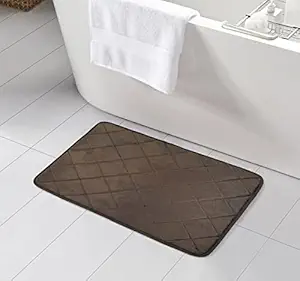 95 Threads Memory Foam/Embroidered Trellis Memory Foam All Purpose Super Soft/Anti-Slip Backing Bathmat(Choclate, 20X30 Inch)